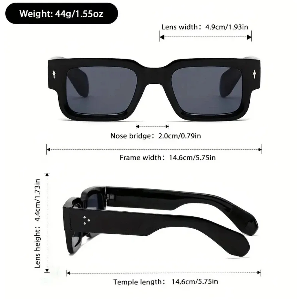 Square Frame Sunglasses for Men‎ Retro Black Sun Glasses Fashion Vintage Driving
